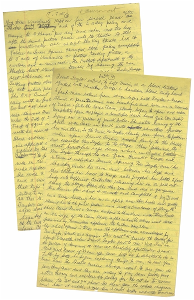 Moe Howard's Handwritten Manuscript Page When Writing His Autobiography -- How Movies Killed the Vaudeville Star & the Exploits of Howard, Fine & Howard -- Two Pages on One 8'' x 12.5'' Sheet